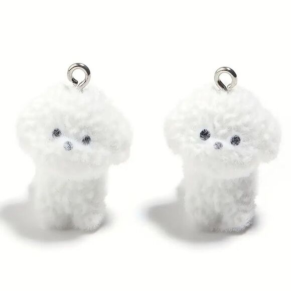 Cute Kawaii Toy Fluffy Poodle Dog Puppy Earrings - Picture 1 of 3